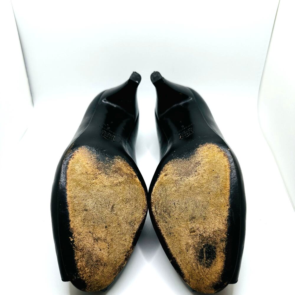 Vintage Bruno Magli Black and Gold Heeled Slides - Picture 8 of 9